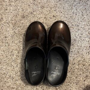 Dansko Shiny Dark Brown Clogs